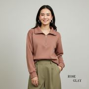 【冬物値下げ！】綿混　厚手の裏起毛ハーフジップ　大きな3Lサイズまで