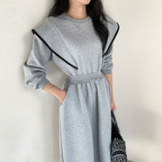 2025年INS 秋冬新作  フレンチ   気質   おしゃれ   スリム  フリル袖   ワンピース