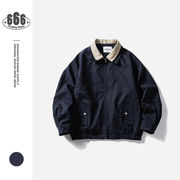 メンズ 二重襟 無地 ジャケット 男女兼用 カジュアル ワーク風 防寒アウター 秋冬 2025新作★