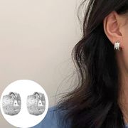 波縁ピアス ダイヤ 太陽 キャッチレス バックレス S925 シルバーアクセサリー アレルギー対応 おしゃれ