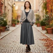 【冬物アウトレット】華奢見え　ドルマンスリーブニットカーディガン