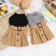 秋冬ペットドレス｜ニットタートルネック＆プリーツスカート（プードル・ビション・コーギー用）直送