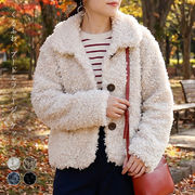 エコプードルファージャケット コート ファー 衿付き ジャケット ブルゾン アウター 羽織 大人 きれいめ