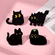 4色 猫ブローチ ピンズ バッジ  ブローチ ラペルピン  黒猫  ねこ	ネコ 猫関連雑貨