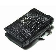 christinaA.G　牛革クロコダイル型押し　背面財布機能付き　鍵付き　ミニセカンドバッグ　AN-286　BK