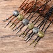 首輪レザーネック/ループタイ メンズ ポロタイ ボロタイ おしゃれ 紐 ロープ アクセサリーE90071