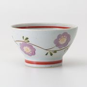 〈ＳＡＬＥ〉【波佐見焼】 花唐草 軽量くらわんか碗 中・紫　日本製