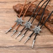 首輪レザーネック/ループタイ メンズ ポロタイ ボロタイ おしゃれ 紐 ロープ アクセサリーE90073