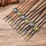 首輪レザーネック/ループタイ メンズ ポロタイ ボロタイ おしゃれ 紐 ロープ アクセサリーE90062