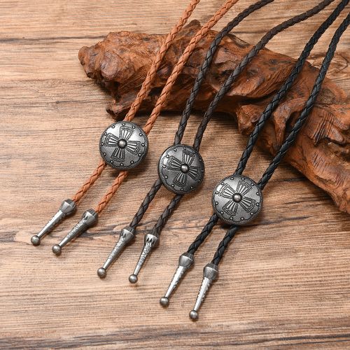 首輪レザーネック/ループタイ メンズ ポロタイ ボロタイ おしゃれ 紐 ロープ アクセサリーE90063