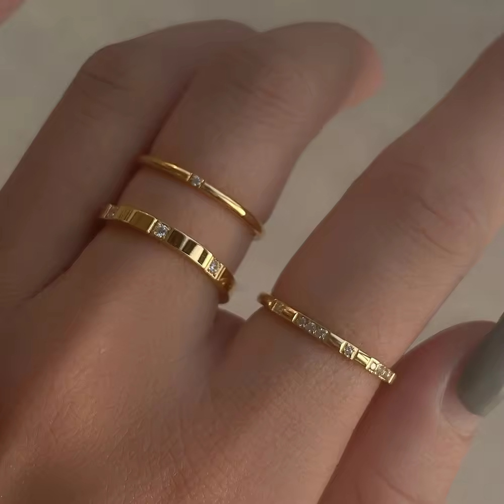 サージカルステンレス指輪　リング　3点セット　アクセサリー　18kコーティング　INS　金属アレルギー対応