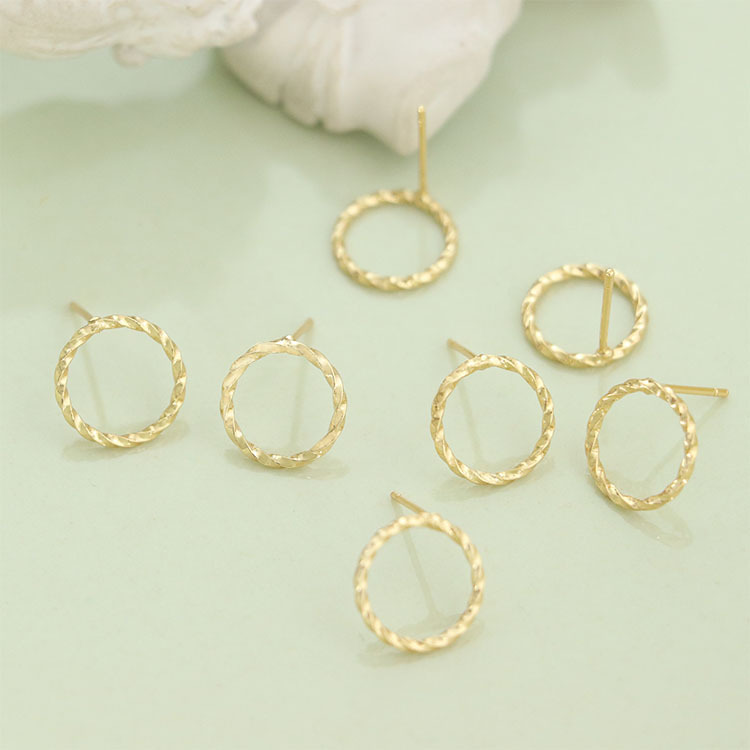 ポストピアス パーツ サークル ローレット アクセサリーパーツ 金 ハンドメイド 円 スタッドピアス 手作り