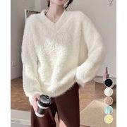 【日本倉庫即納】 シャギーニットトップスふわふわニット秋冬