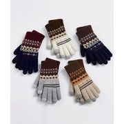 【日本倉庫即納】 ジャカードニット手袋スマホ対応手袋裏起毛
