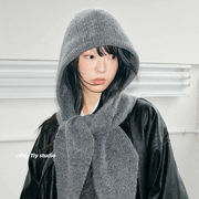 2025年INS 秋冬新作   気質  可愛い  マフラー  フード  ニット帽