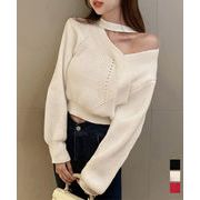 【日本倉庫即納】 ショート丈 ニットトップスレディース秋冬