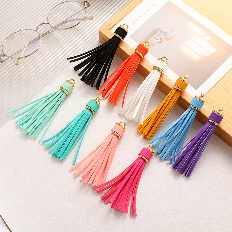 タッセル フリンジ 革 ゴールド チャーム PUレザー ストラップ キーチャーム キーホルダー 部品 ロング