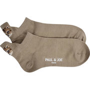 ポール＆ジョー　レディースアンクルソックス　かかと刺繍ベージュ