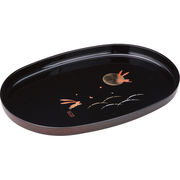 紀州塗　月とうさぎ　尺４長手盆黒