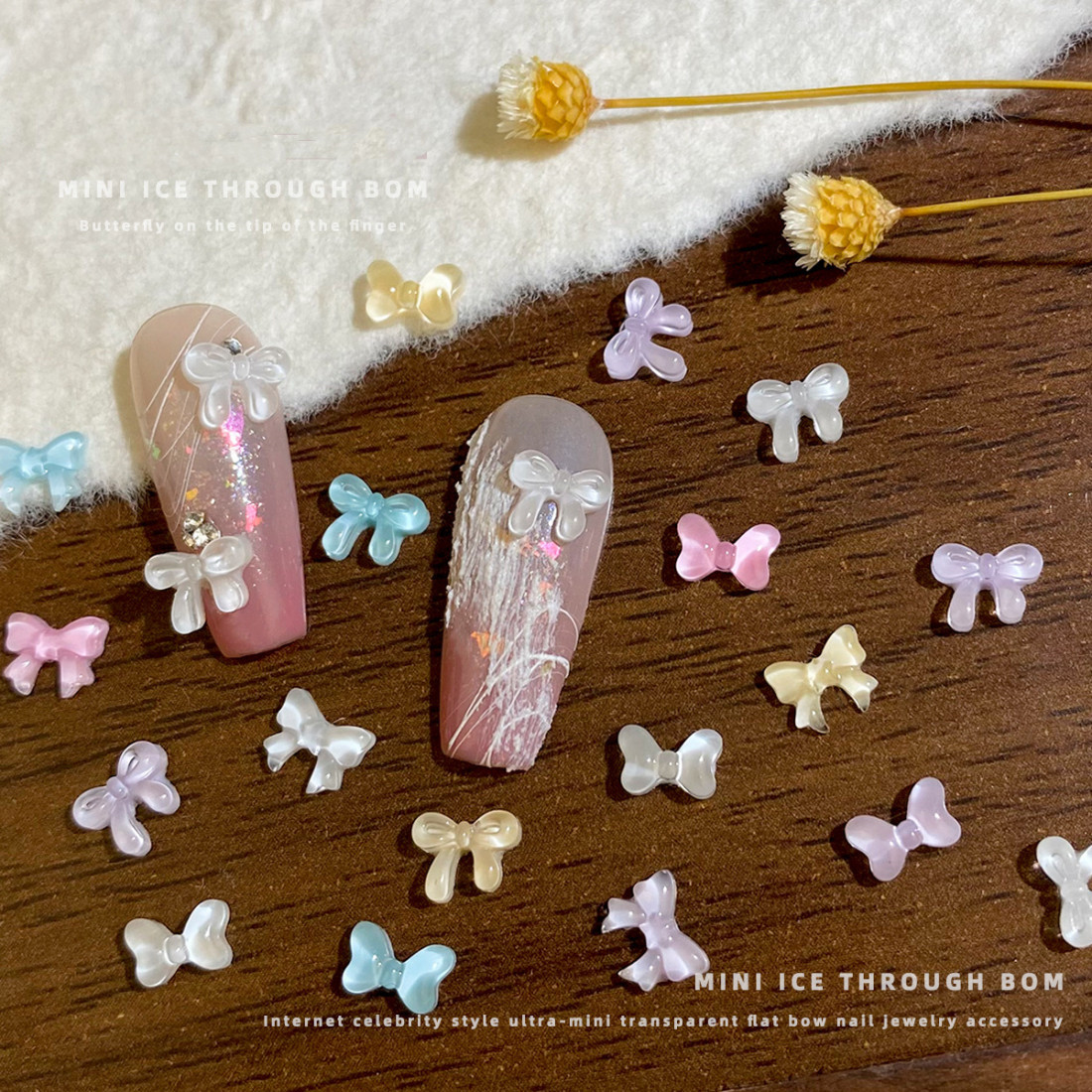 ファンシー リボン ネイルパーツ パステル クリア 地雷 量産 ジェルネイル アイス 透明 ゆめかわ 貼り付け