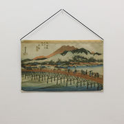 浮世絵 和柄 和雑貨 タペストリー 【 歌川広重 京師 東海道五十三次 】 プリント ラメ 光る生地 【日本製】