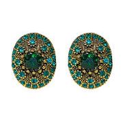 レーディス エレガント グリーン楕円形 デザイン ピアス　e0213