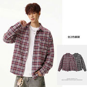 メンズ アメリカンヴィンテージ チェック柄 長袖シャツ 配色チェック シャツジャケット アウター★全2色