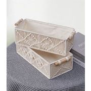 安価な！激安セール ボヘミアン風手編み収納ボックス 綿ロープ素材でナチュラル デスク周りをすっきり整理