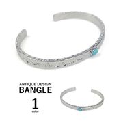 アンティーク ターコイズストーンデザイン バングル シルバーカラー ブレスレット アクセサリー