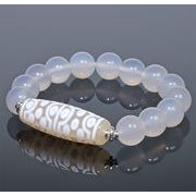 三十六眼天珠 ホワイトカルセドニー12mm ブレスレット  Agate【ランダム発送】