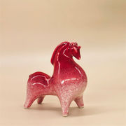 クーポン使用可能 激安セール 一点物の窯変釉 手のひらサイズ馬フィギュア 書斎インテリアに