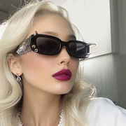 サングラス スクエア 小さめ 黒縁 おしゃれ 遮光 防眩 UVカット レディース