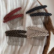 ドット柄ヘアコーム　ヘアアクセサリー　レディース　デザイン　韓国風　髪飾り