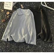 トップス メンズ ニット セーター   ファブリック ポロ襟