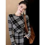 長袖トップス チュール 切り替え スリム 着痩せ シンプル