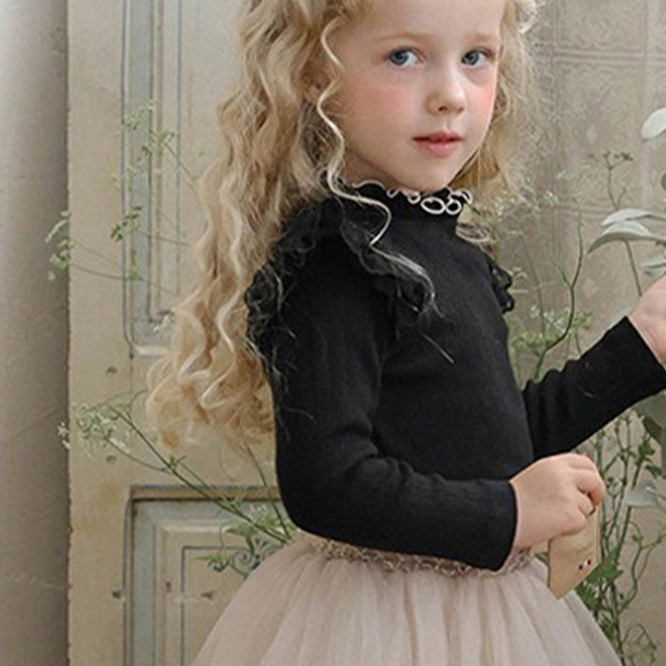 2026春※綿100 長袖トップス メロウ襟 インナー 女の子