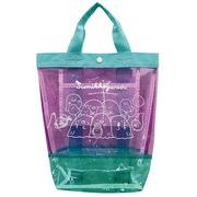 サマーリュック すみっコぐらし マチ付き パープル ミント プールバッグ 水遊び ビニールリュック【