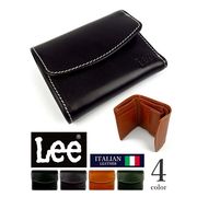 全4色！Lee（リー）高級イタリアンレザーステッチデザイン三つ折りコンパクト財布 ミニウォレット