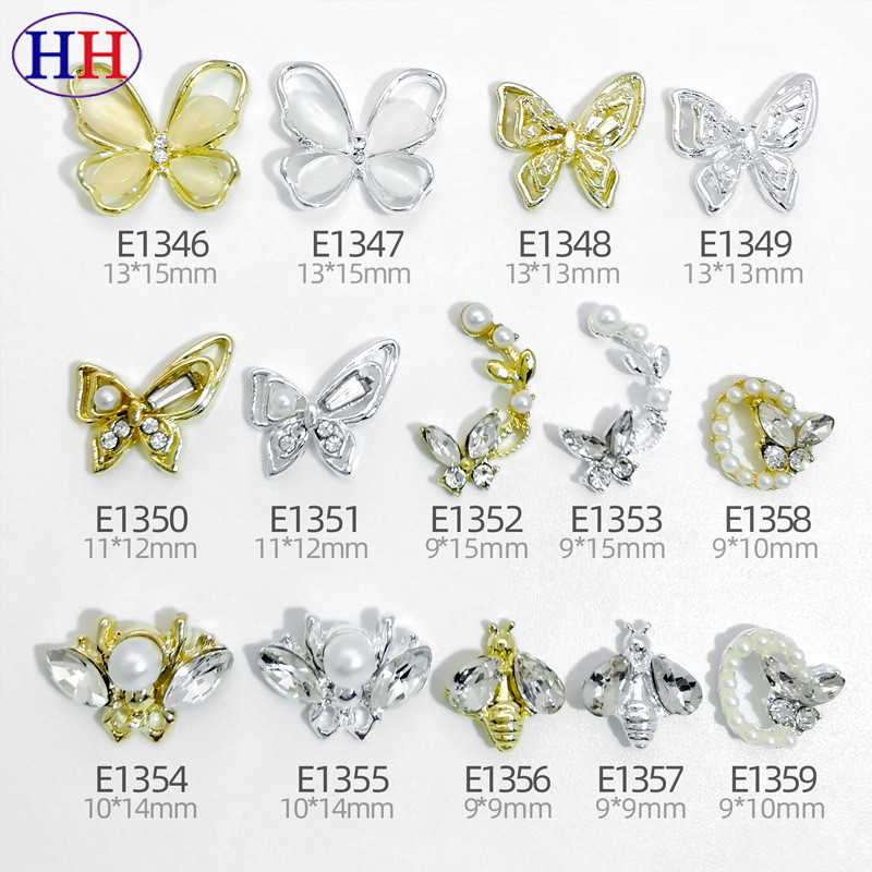 ネイルパーツ 蝶 バタフライ クリスタル メタルパーツ ネイルアート 蜂 ジュエリー ゴールド シルバー