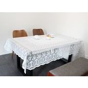 【 日本製 】 撥水加工 テーブルクロス 繊細柄 長方形 約140cm×180cm  ホワイト ベージュ 模様替え お手軽