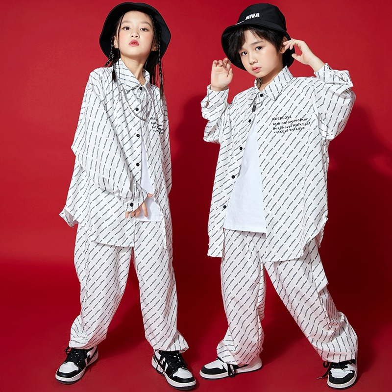キッズダンス衣装 ヒップホップ セットアップ シャツ 男の子 女の子 ルーズ ステージ