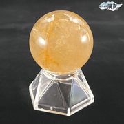 原石一点物 丸玉置き石 ルチルクォーツ パワーストーン (ルチルクォーツ丸玉94g台付現物販売)