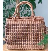 網代編み　内布付き　山葡萄　かご　バッグ　天然素材　手作り