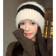 2025秋冬新作★レディース ボーダー柄 ニット帽★帽子★防寒 保温 暖かい★ハット★男女兼用