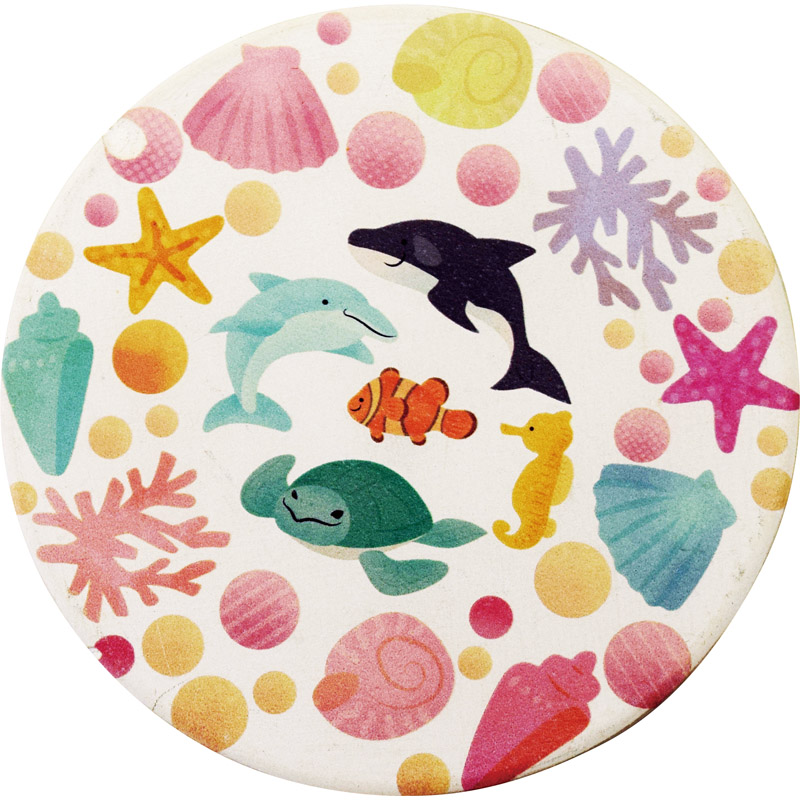 珪藻土コースター丸 白 241112