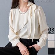 【2026新作商品♪】サテンショルダーパールリボンブラウス