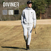 ゴルフウェア セットアップ裏毛テープ使いジップパーカー+ジョガーパンツ 2点ゼット/DIVINER GOLF