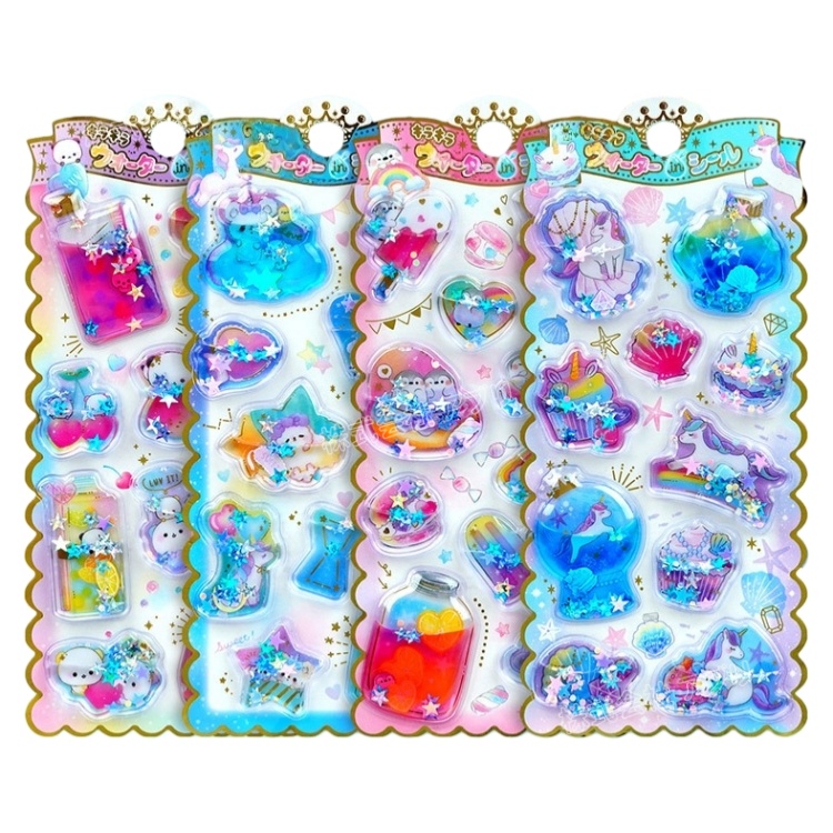 【6種類】ウォーターシール ぷくぷくシール シール デコシール 水シール ぷっくり 透明感 ツヤ