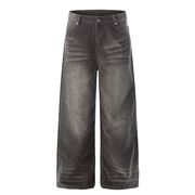 PX0001 2026年新作 パンツ メンズ レトロ ワイド ダメージ加工 ハイウエスト ストレート ゆったり ボトムス