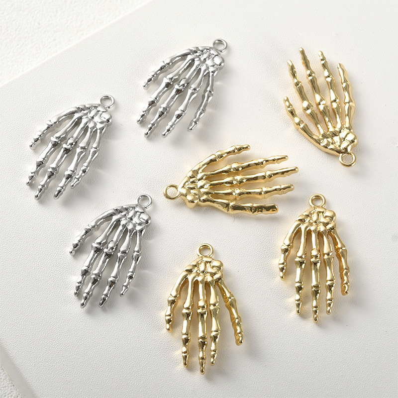 ハロウィン メタルチャーム デコパーツ 爪 アクセサリーパーツ ハンドメイド ドクロ 髑髏 スカルハンド